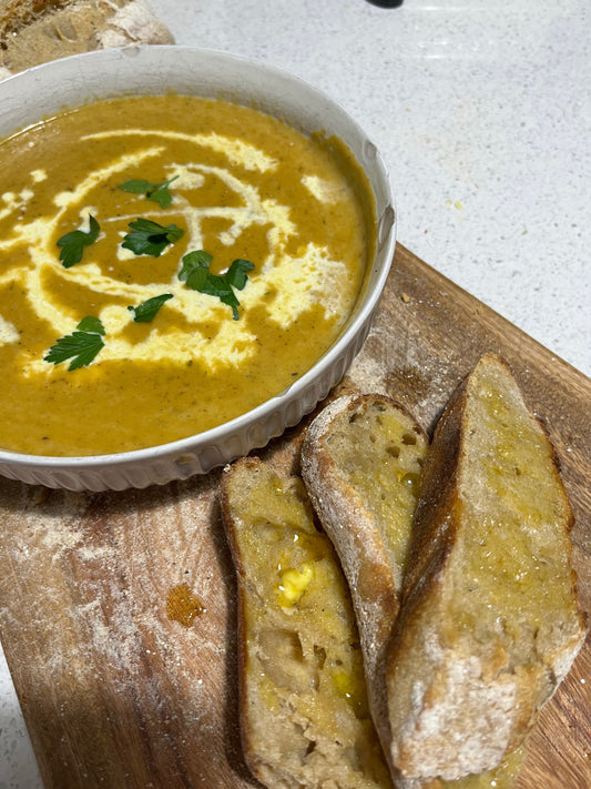 Butternut Soup Recipe with Our Trusty Sourdough Bread