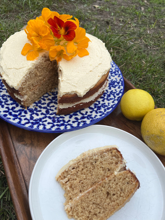 Zesty Lemon Sourdough Spelt Cake